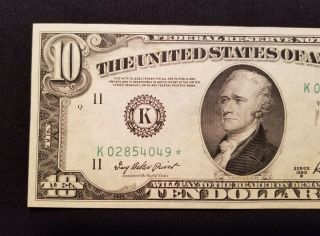 West Point Coins 1950 B $10 Federal Reserve Note ' Star ' K Dallas,  UNC 3