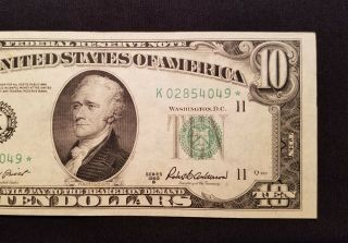 West Point Coins 1950 B $10 Federal Reserve Note ' Star ' K Dallas,  UNC 4