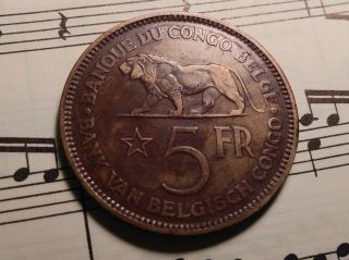 Belgian Congo 5 Francs 1936 Km24 Ni - Br 2 - Year Type Toning Rare