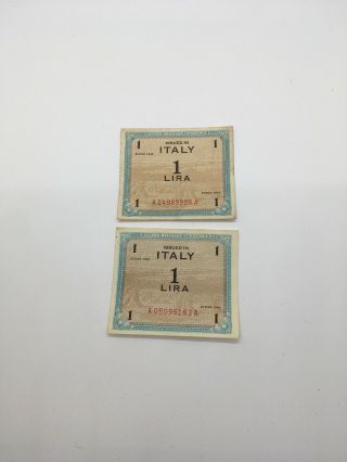 World War Ii - Italy Allied Military Currency 1 Lira 1943 - Cond.