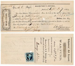 Civil War 1864 Wisconsin “war Fund” Draft,  8th Wi " Eagle Brigade "
