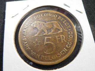 S46 Belgian Congo 1937 5 Francs 2
