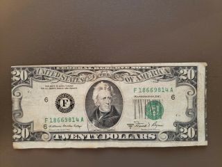 1981 20 Dollar Bill With Error