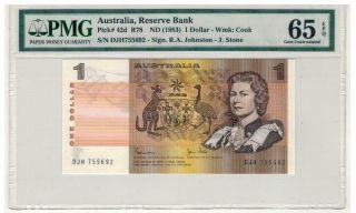 Australia 1 Dollar Nd 1983 P 42 Gem Unc Pmg 65 Epq Nr