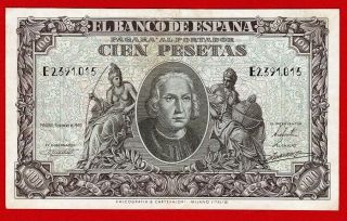 100 Pesetas,  1940  Colon  Serial E,  Spain