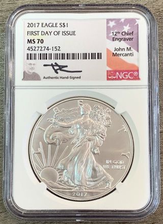 Ngc Ms 70 2017 Silver Eagle - $1 Us Coin - 999 Fine Silver - Coinage