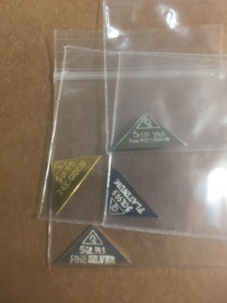 5 Grain Bullion Pyramid Bars Gold,  Platinum,  Palladium,  Silver