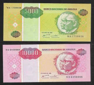 Angola 1995 5000 - 10000 Kwanza Reajustados Banco De Angola Cu Pk - 136 - 7