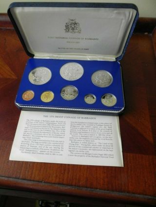 Barbados 8 - Coin Independence Proof Set 1976 Gem In Case 2 Ounces Sterling