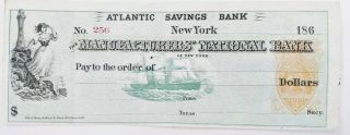 186x Manufacturers National Bank Bank Check Lighthouse & Tall Ship Vignettes Unc