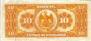 México / Chihuahua 10 Pesos 1913 Series A Circulated Banknote MxRed 2