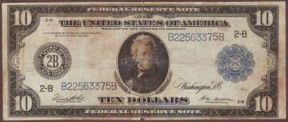 1914 Series 2 - B $10 Large Federal Reserve Note Blue Seal