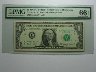 1963 A $1 Dollar Frn Richmond Star Note Fr 1901 - E Pmg Gem Unc - 66 Epq