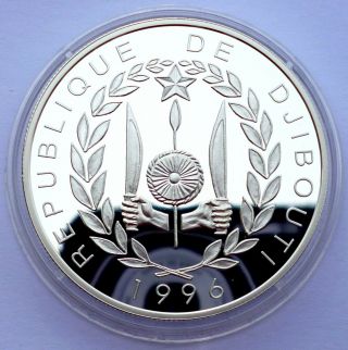 Djibouti 100 DJF Francs 1996 Silver coin proof - Portuguese Nao ship 2