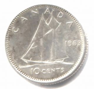 Silver 1963 Canadian Ten Cent Bluenose Schooner Dime Coin Canada Queen Elizabeth