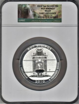 2010 - P First Strike America The Hot Springs 5 Oz Silver Coin Ngc Ms69