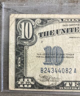 Series 1934 C $10 Ten Dollar Silver Certificate Note FR - 1704 V42 2