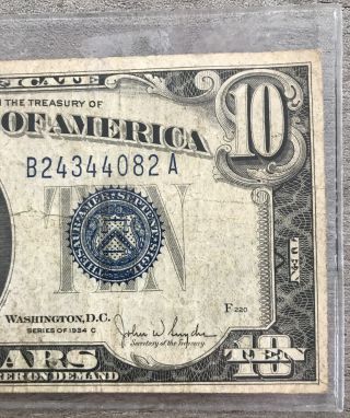 Series 1934 C $10 Ten Dollar Silver Certificate Note FR - 1704 V42 4