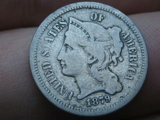 1879 Three 3 Cent Nickel - Vg Details
