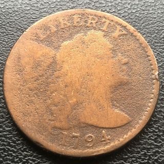 1794 Large Cent Liberty Cap Flowing Hair One Cent Circulated 18456