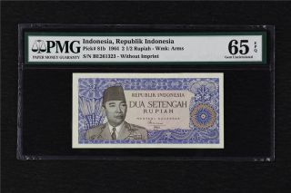 1964 Indonesia Bank Indonesia 2 1/2 Rupiah Pick 81b Pmg 65 Epq Gem Unc