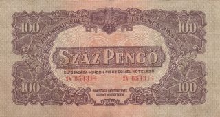 100 Pengo Very Fine Banknote From Russian Red Army In Hungary 1944 Pick - M8