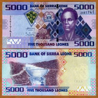 Sierra Leone,  5000 (5,  000) Leones,  2013,  P - 32,  Unc Z Replacement