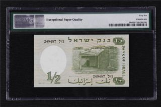 1958 Israel Bank of Israel 1/2 Lira Pick 29a PMG 66 EPQ Gem UNC 2