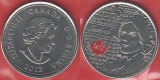 Canada 25 Cents (quarter) 2013 " War Of 1812,  Laura Secord " Colored Unc