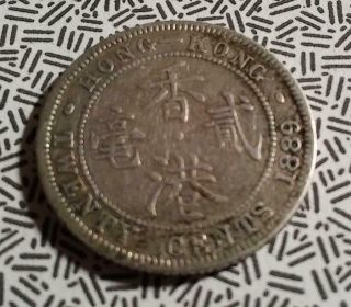 Hong Kong - 1889h Silver 20 Cents - Old Cleaning - Fine