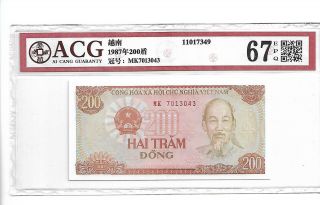 Viet Nam/state Bank Of Viet Nam 1987 200 Dong Polymer Acg 67 Epq