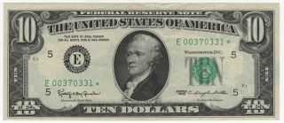 1963 Series $10 Federal Reserve Richmond Star Note Choice Xf Fr.  2016e Star