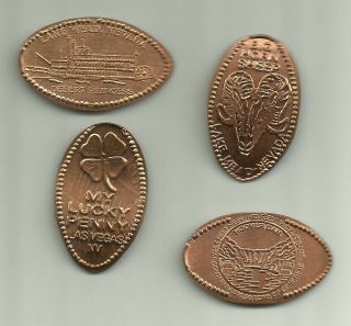 4 Copper Elongated Pennies (cents) High Scaler Cafe M 5 Hoover Dam Nv