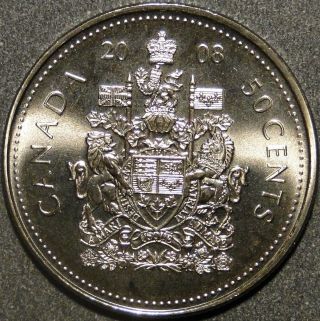 Bu Unc Canada 2008 50 Cent 50c Half Dollar Coin From Roll