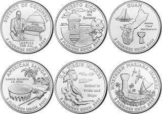 2009 P Dc & Us Territories Quarter 6 Coins Us Rolls Coins Money Territory