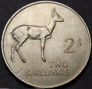 Zambia 2 Shillings,  1964 Only Year Ever Minted Bohor Reedbuck