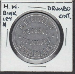 M.  W.  Binkley,  Drumbo,  Ontario $1.  00 One Dollar Merchant Token