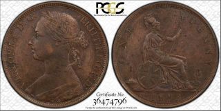 1893 Great Britain One Penny Pcgs Au Detail Cleaned