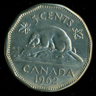 1962 Dd Double Date,  Canada,  5 Cent,  Queen Elizabeth Ii F5