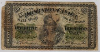 1870 Dominion Of Canada Twenty - Five Cents Bill (shinplaster).  (rp1)