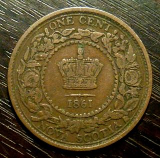 Canada 1861 Nova Scotia One Cent Key Date Colonial Coin