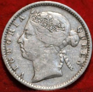 1901 Straits Settlements 10 Cents Silver Foreign Coin