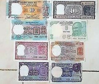 Set Of 6 Indian Bank Notes,  Different Number Notes Given,  Random Pick