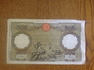 1931 Italy 100 Lire Fine Italian Art Note