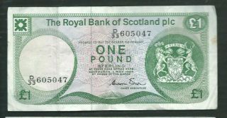 Scotland (royal Bank Of Scotland) 1986 1 Pound P 341aa Circulated
