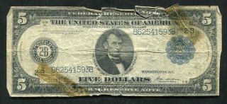 1914 $5 Five Dollars Frn Federal Reserve Note York,  Ny