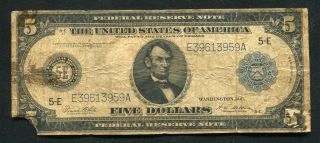 1914 $5 Five Dollars Frn Federal Reserve Note Richmond,  Va