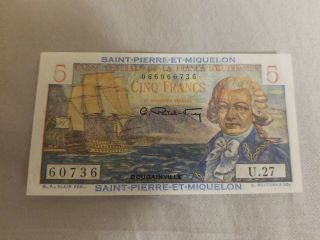 St.  Pierre And Miquelon 5 Francs 1950 - 1960 Unc