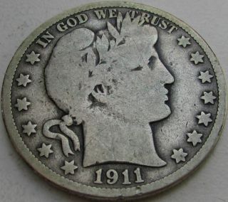 1911 - D Barber Silver Half Dollar In A Saflip® - Vg - (good, )