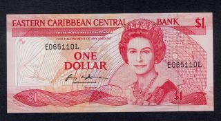 East Caribbean States 1 Dollar (1988 - 89) St Lucia Pick 21l Unc.